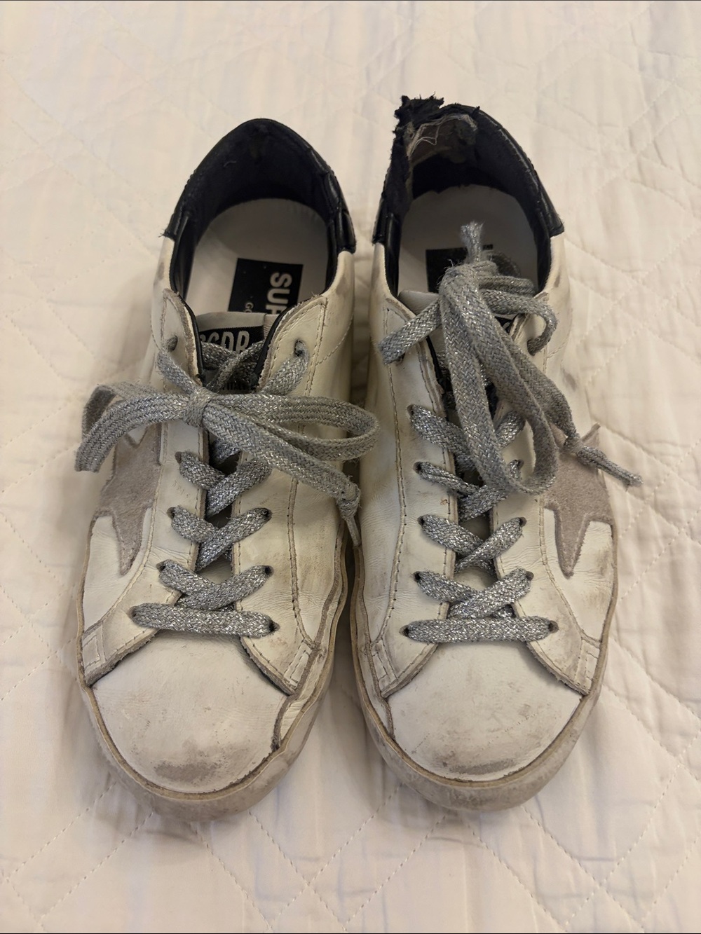 Golden Goose Women's White Leather Sneakers with Silver Accents